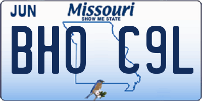 MO license plate BH0C9L