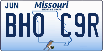 MO license plate BH0C9R