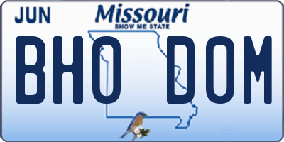 MO license plate BH0D0M