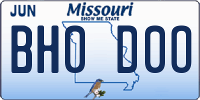 MO license plate BH0D0O