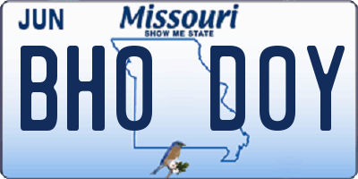 MO license plate BH0D0Y