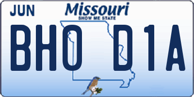 MO license plate BH0D1A