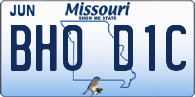 MO license plate BH0D1C