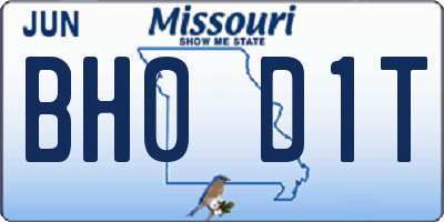 MO license plate BH0D1T