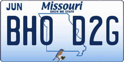 MO license plate BH0D2G
