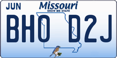 MO license plate BH0D2J