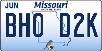 MO license plate BH0D2K