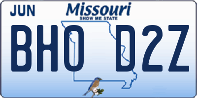 MO license plate BH0D2Z