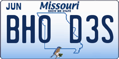 MO license plate BH0D3S