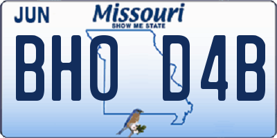 MO license plate BH0D4B