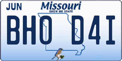 MO license plate BH0D4I