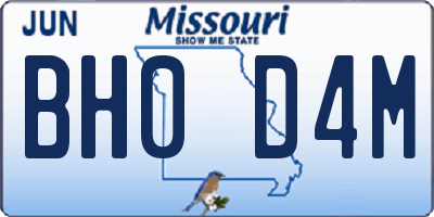 MO license plate BH0D4M