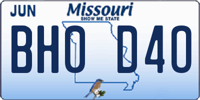 MO license plate BH0D4O