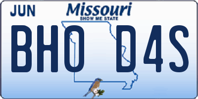 MO license plate BH0D4S