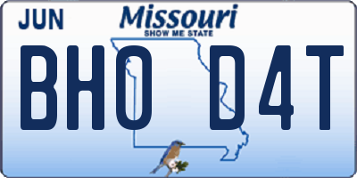 MO license plate BH0D4T