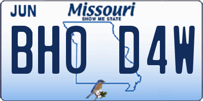 MO license plate BH0D4W