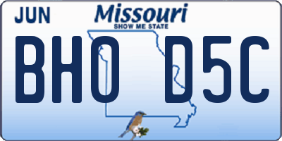 MO license plate BH0D5C