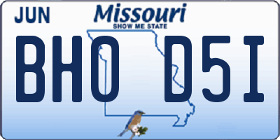 MO license plate BH0D5I