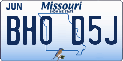 MO license plate BH0D5J