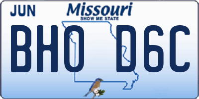 MO license plate BH0D6C