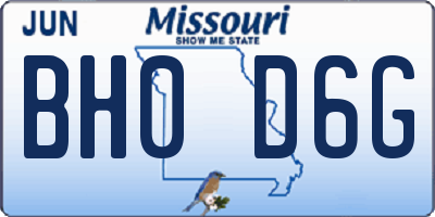 MO license plate BH0D6G