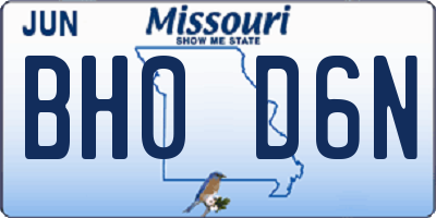 MO license plate BH0D6N