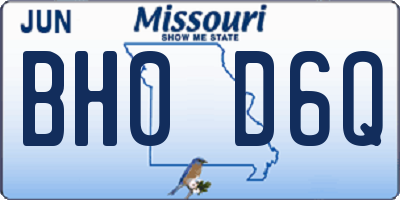 MO license plate BH0D6Q