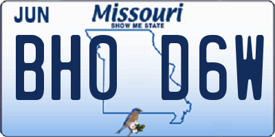 MO license plate BH0D6W