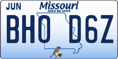 MO license plate BH0D6Z