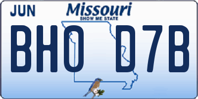 MO license plate BH0D7B