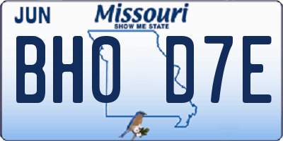 MO license plate BH0D7E