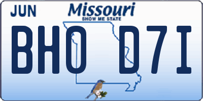 MO license plate BH0D7I