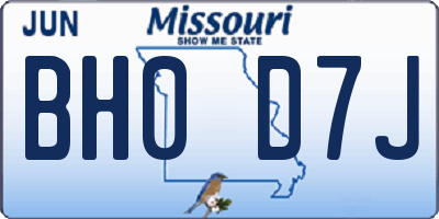 MO license plate BH0D7J