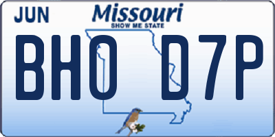 MO license plate BH0D7P