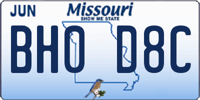 MO license plate BH0D8C