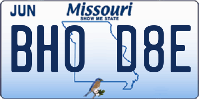 MO license plate BH0D8E