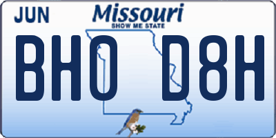 MO license plate BH0D8H
