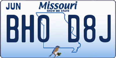 MO license plate BH0D8J