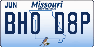 MO license plate BH0D8P