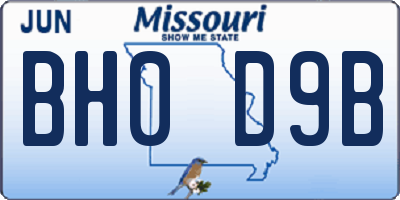MO license plate BH0D9B