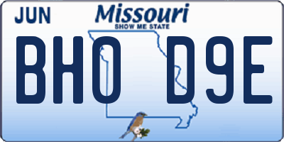 MO license plate BH0D9E