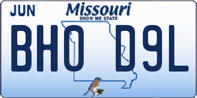 MO license plate BH0D9L