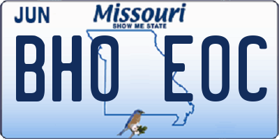 MO license plate BH0E0C
