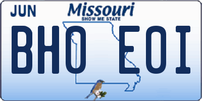 MO license plate BH0E0I