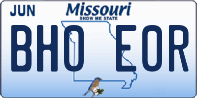 MO license plate BH0E0R