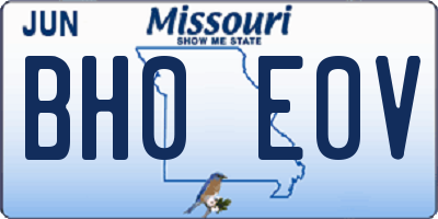 MO license plate BH0E0V