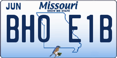 MO license plate BH0E1B