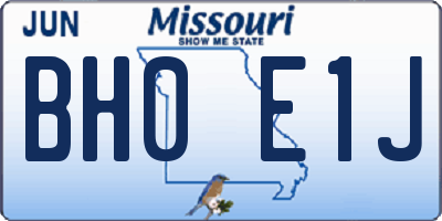 MO license plate BH0E1J