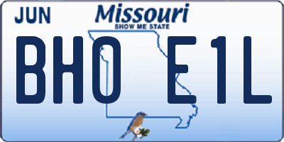 MO license plate BH0E1L