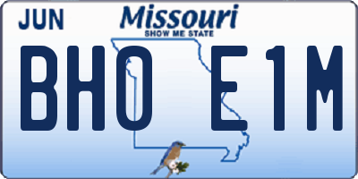 MO license plate BH0E1M
